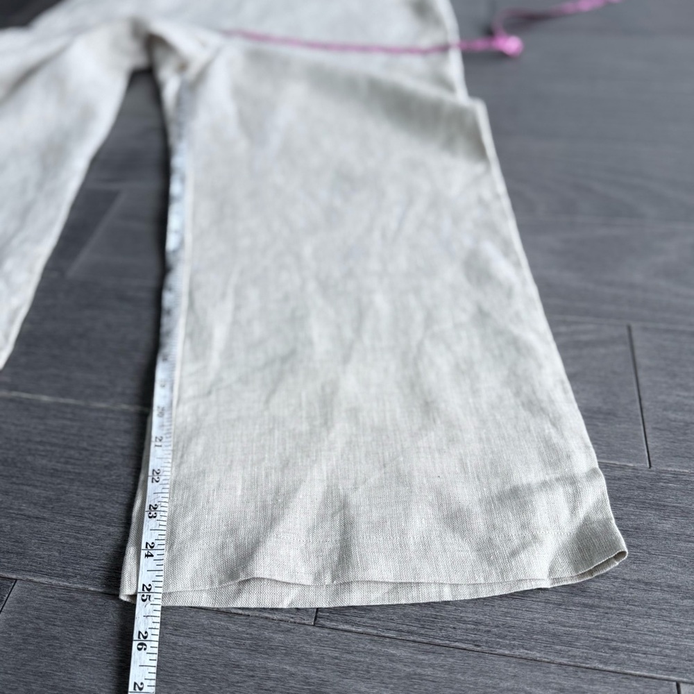 Reformation Huntington Open Back Linen Jumpsuit 12 Oatmeal Wide Leg Lace Up - Picture 16 of 16